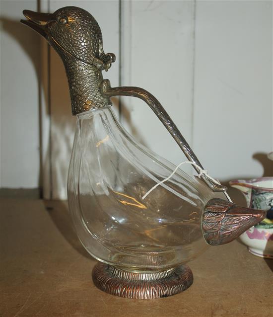 Plated mounted duck spout claret jug